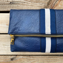 Load image into Gallery viewer, Navy Blue and White Striped Clutch