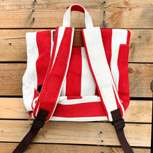 Load image into Gallery viewer, Red and White Striped Backpack