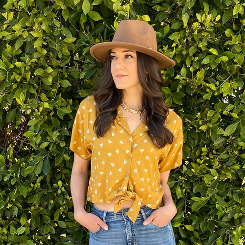 Short Sleeve Cropped Shirt (Mustard)