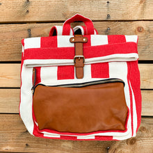 Load image into Gallery viewer, Red and White Striped Backpack